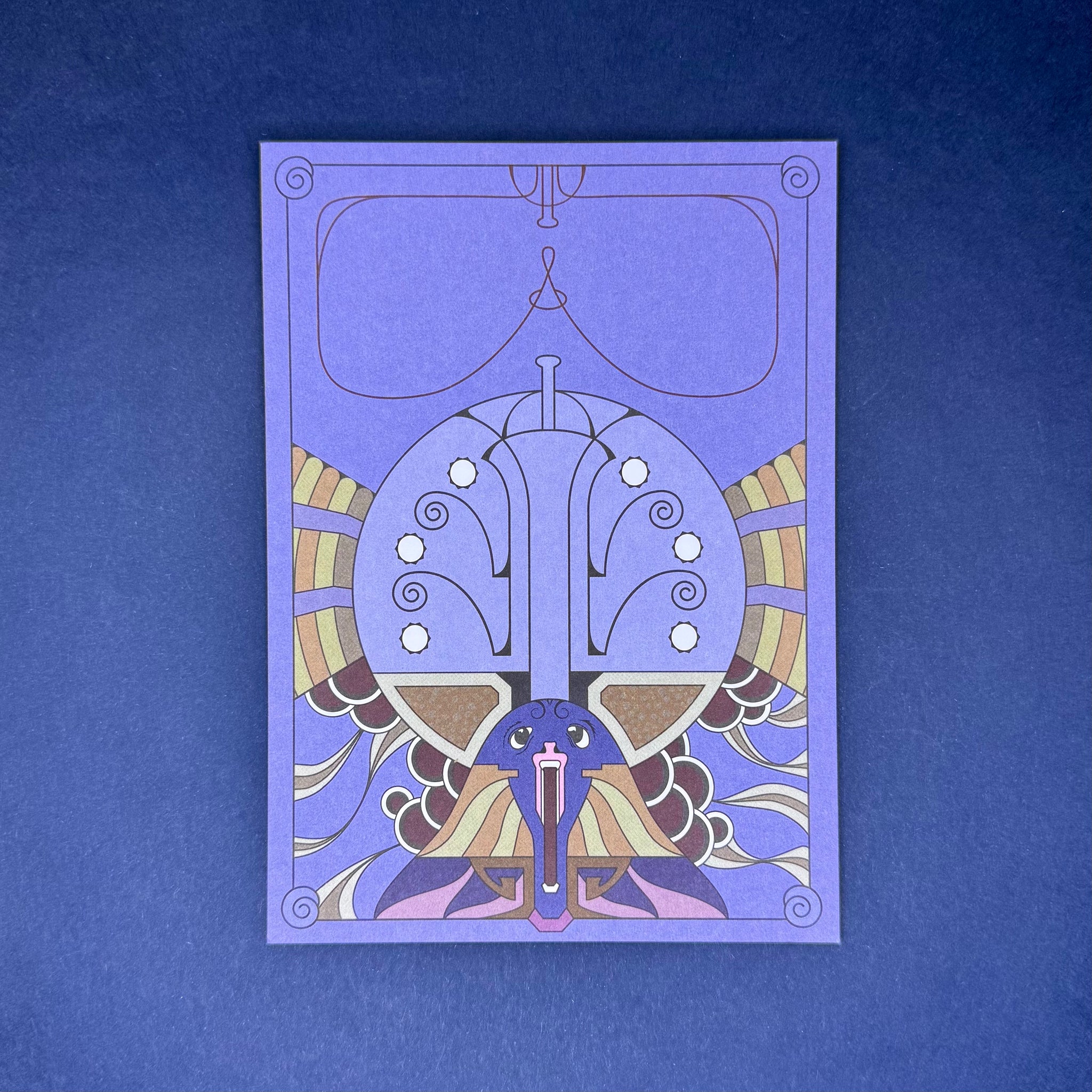 Art Nouveau Ceiling (Darker Blue), Alberta Street 12 – Postcard