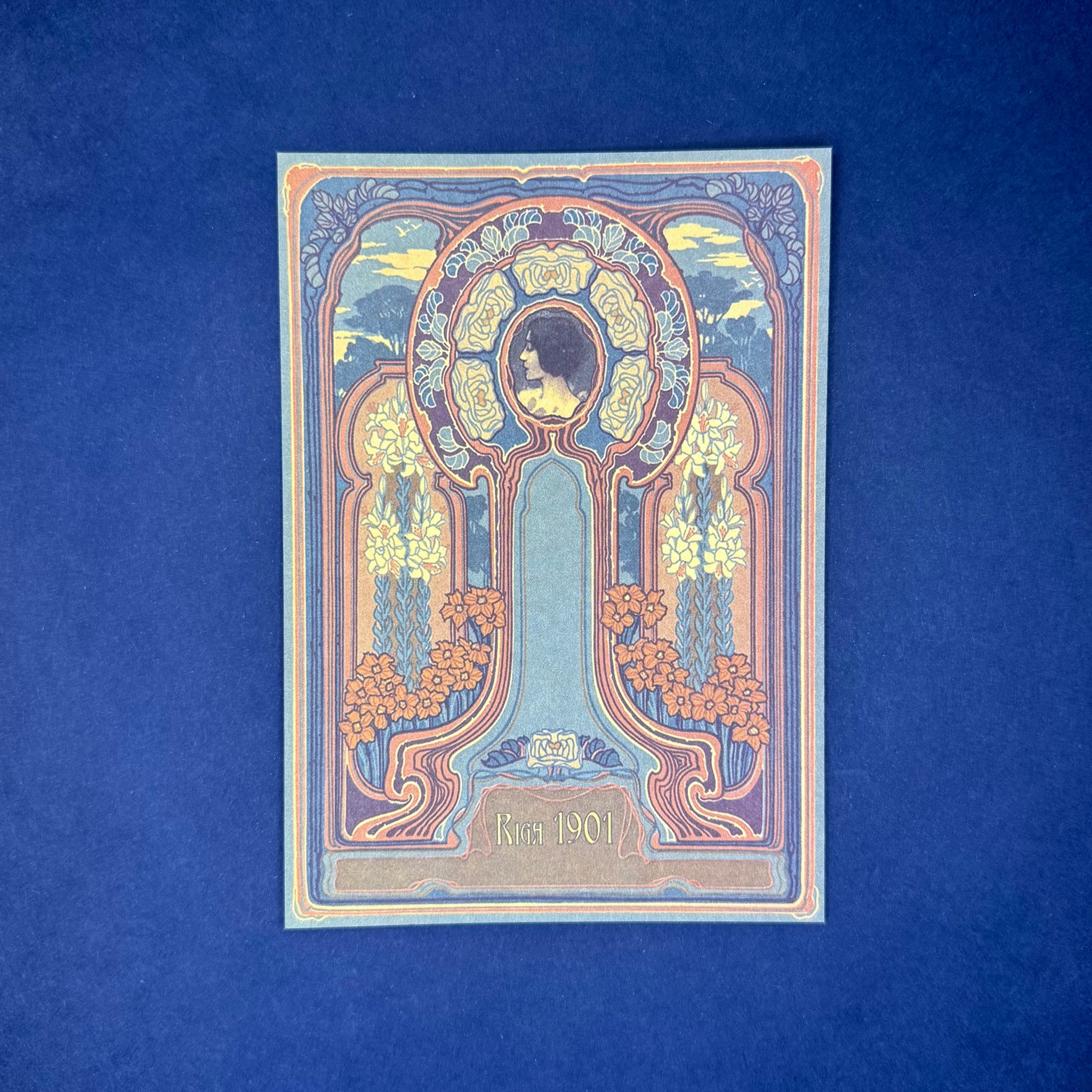 Art Nouveau Lady, Riga 1901 - Postcard