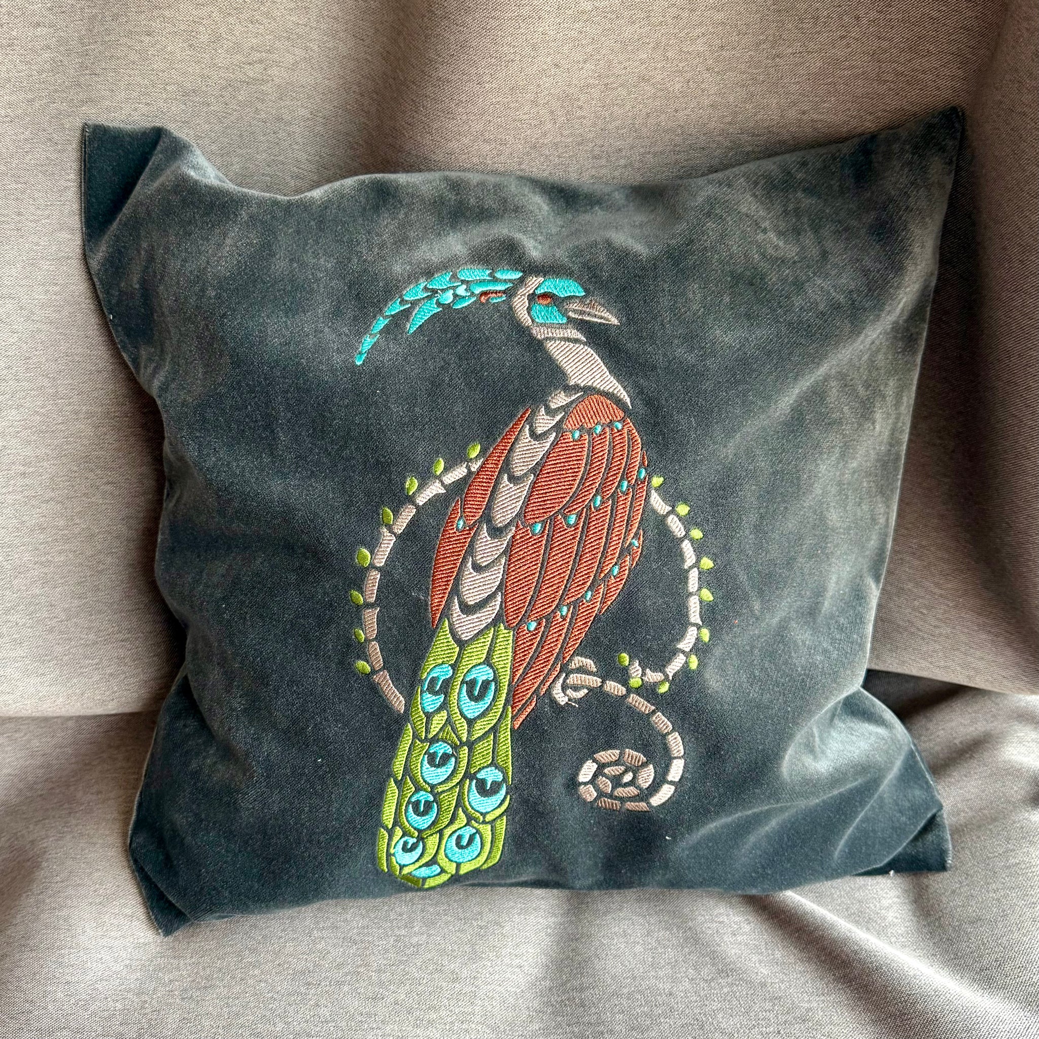 Embroidered Pillowcase The Bright Peacock