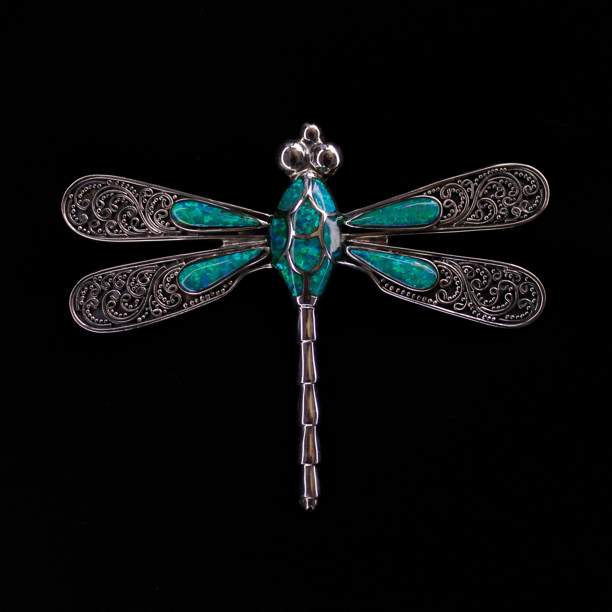 Green Dragonfly Brooch Art Nouveau Riga - Main Image