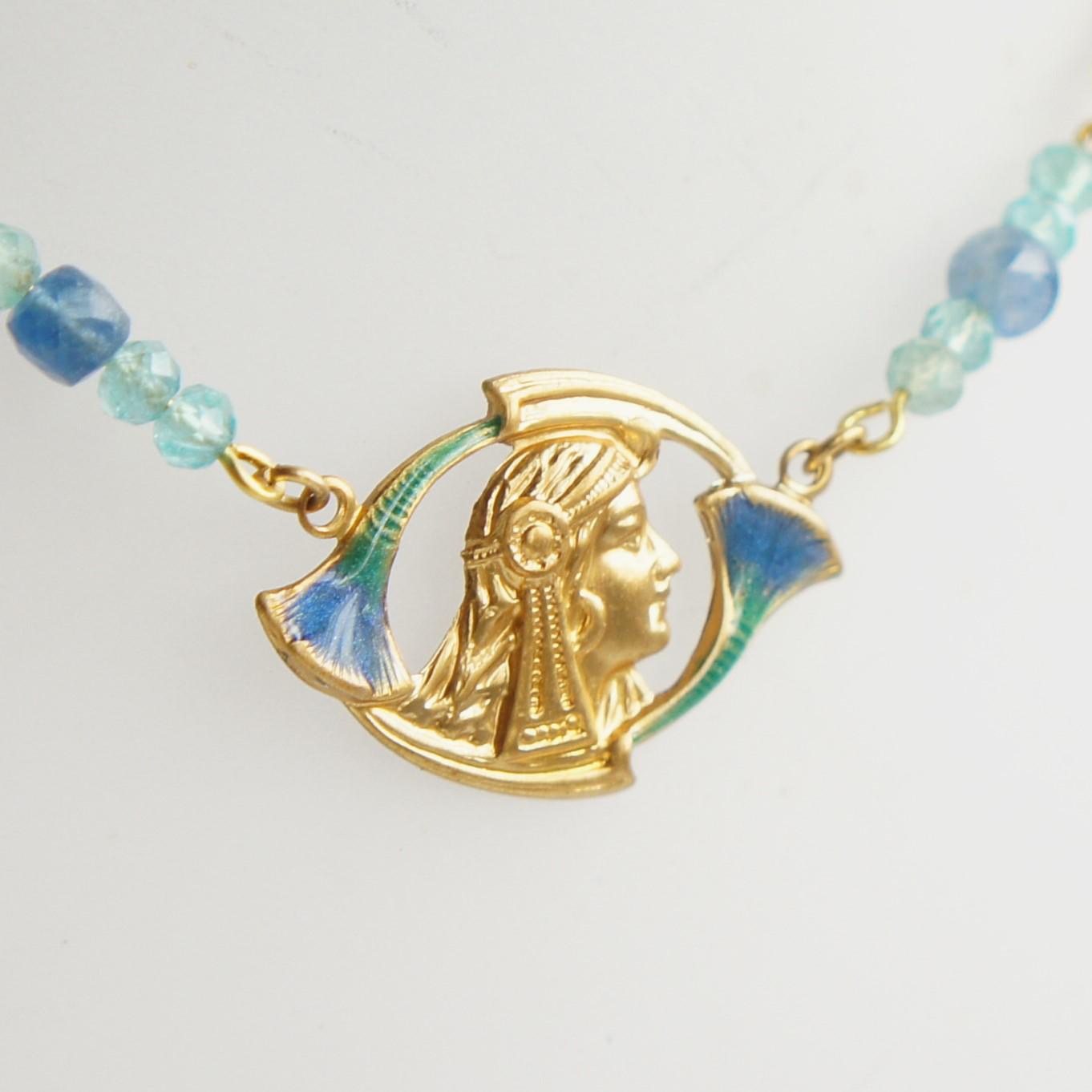 Cleopatra Lotus Pendant with Blue Aquamarine