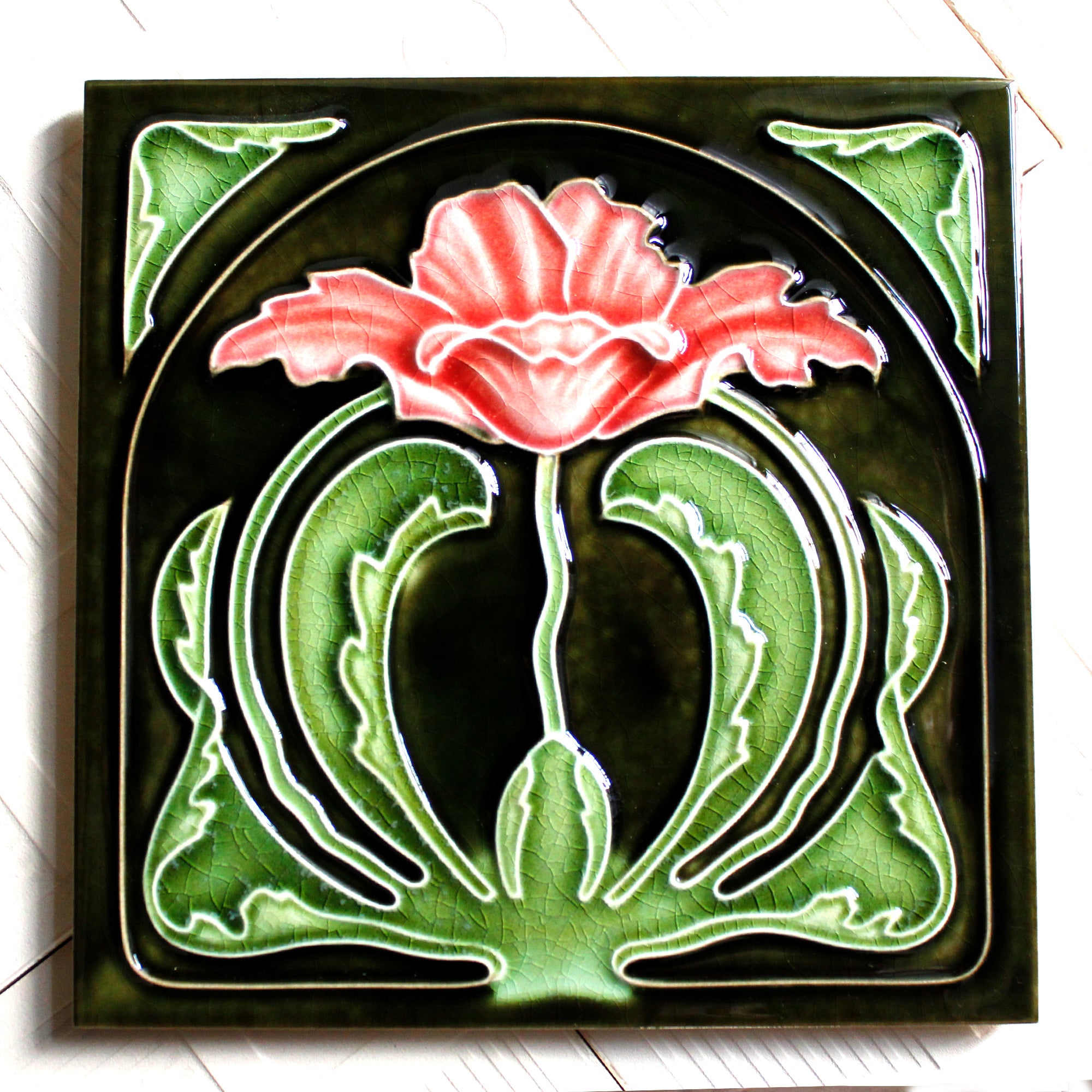 Dekoratīva keramikas flīze Rozā zieds