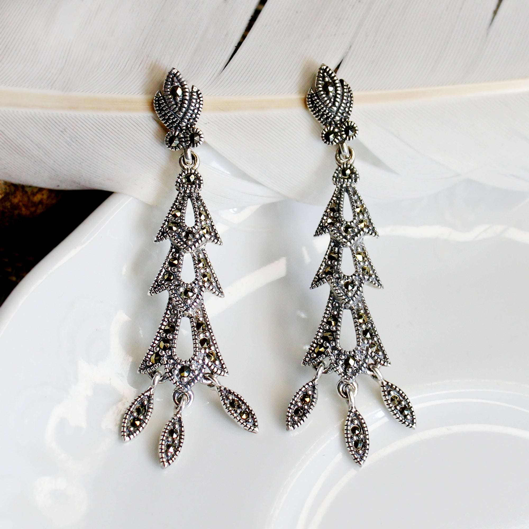 Art Deco style Silver Earrings