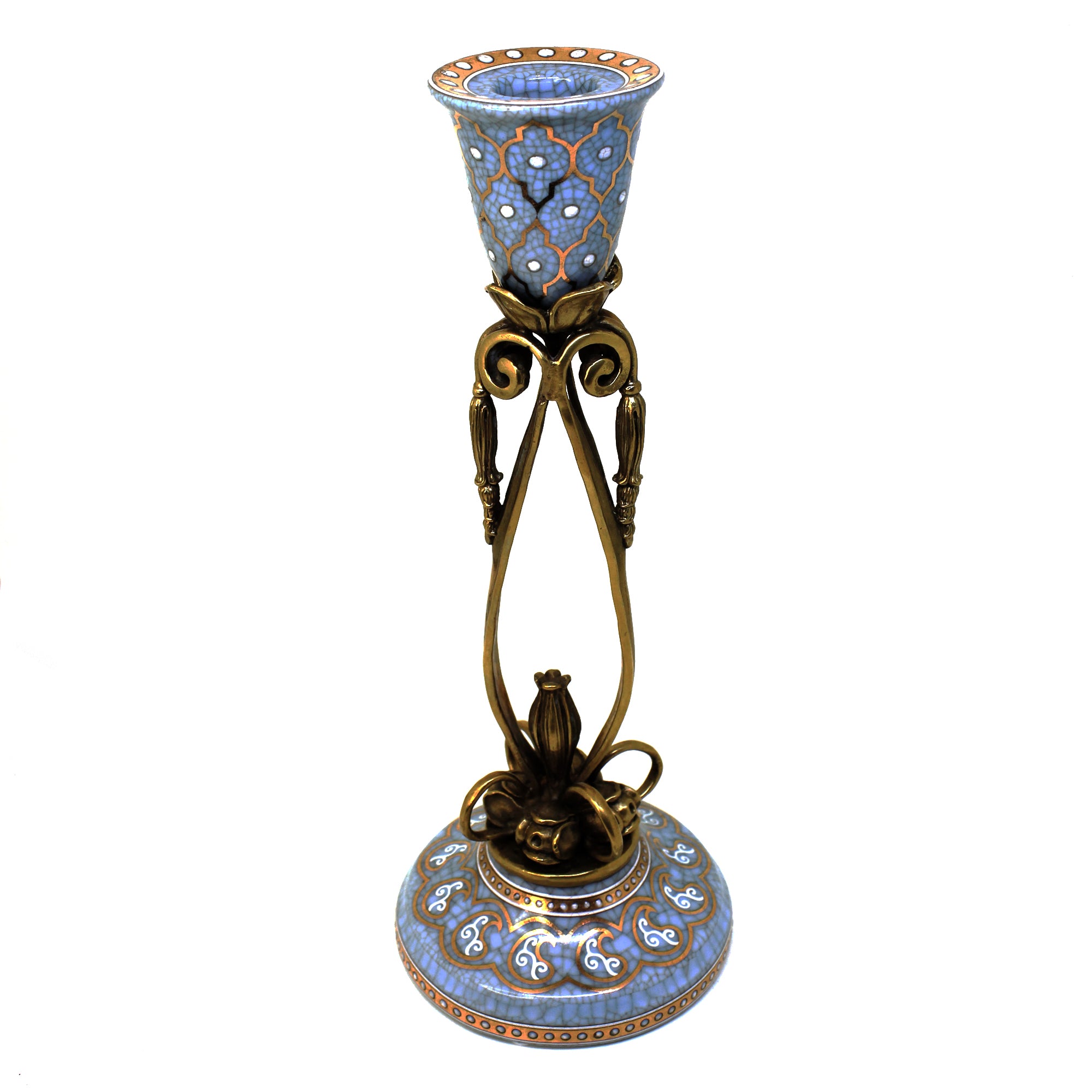 Ceramic Candleholder with Bronze Details