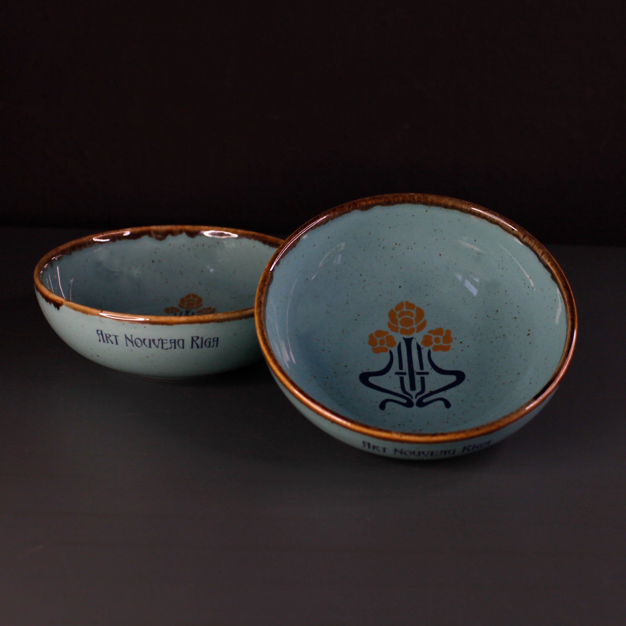 Tiny Ceramic Bowl - Roses Turquoise
