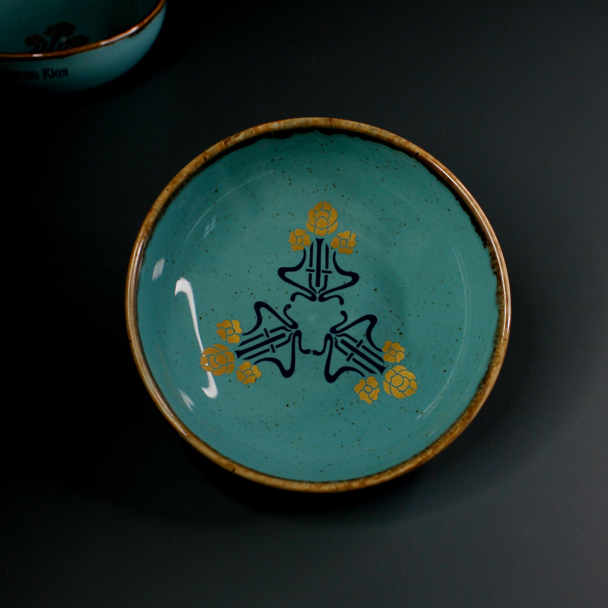 Maza keramikas bļoda - trīs rozes (zila)