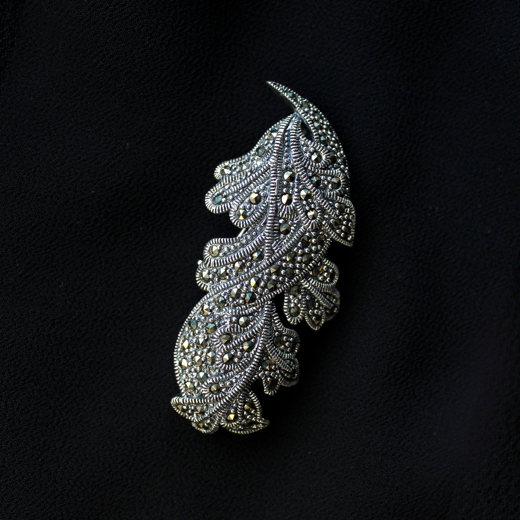 Marcasite Leaf Brooch